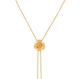 90s Gold Plated Rose Lariat Necklace